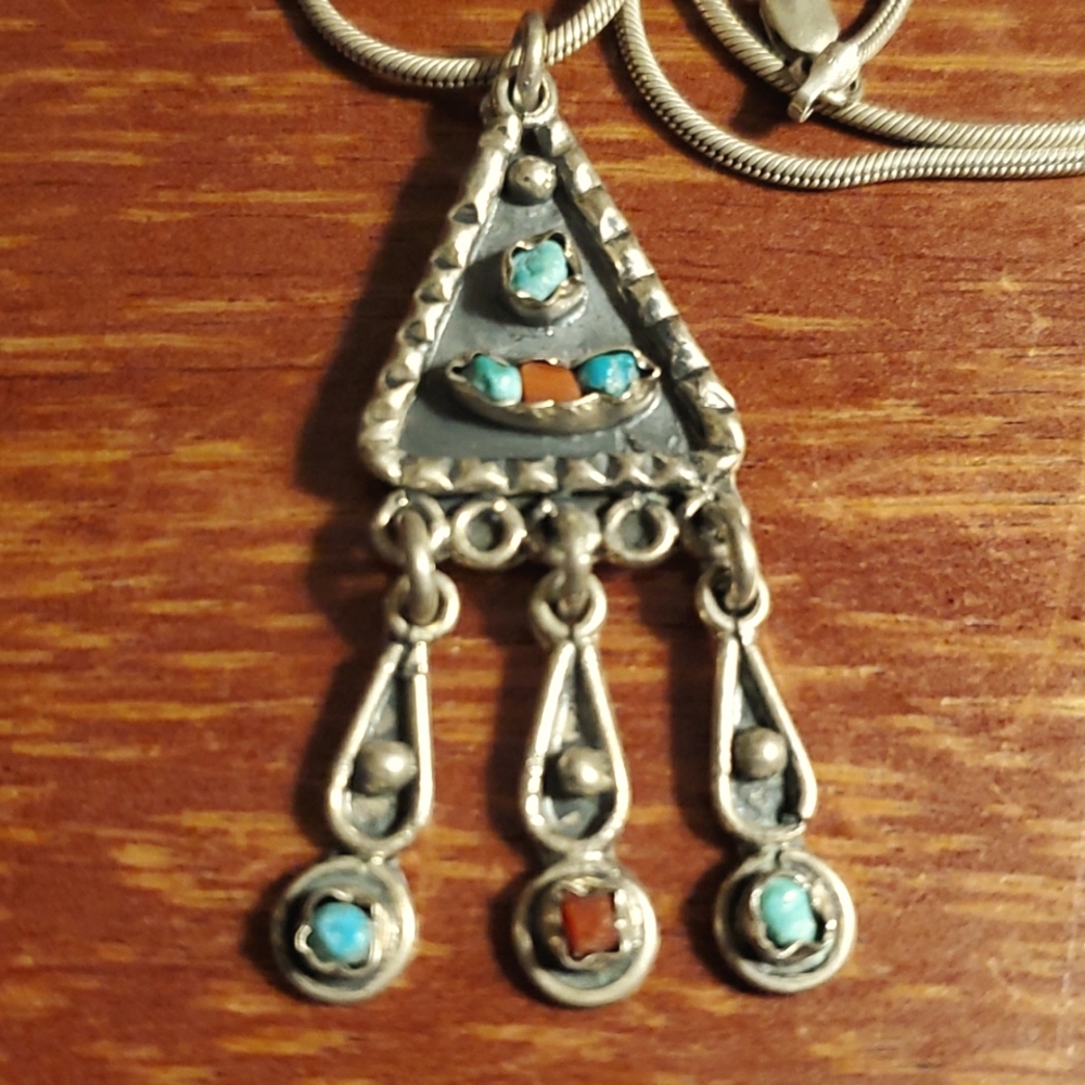 COPY - Taxco Mexico Sterling Silver Turqouise Coral Necklace